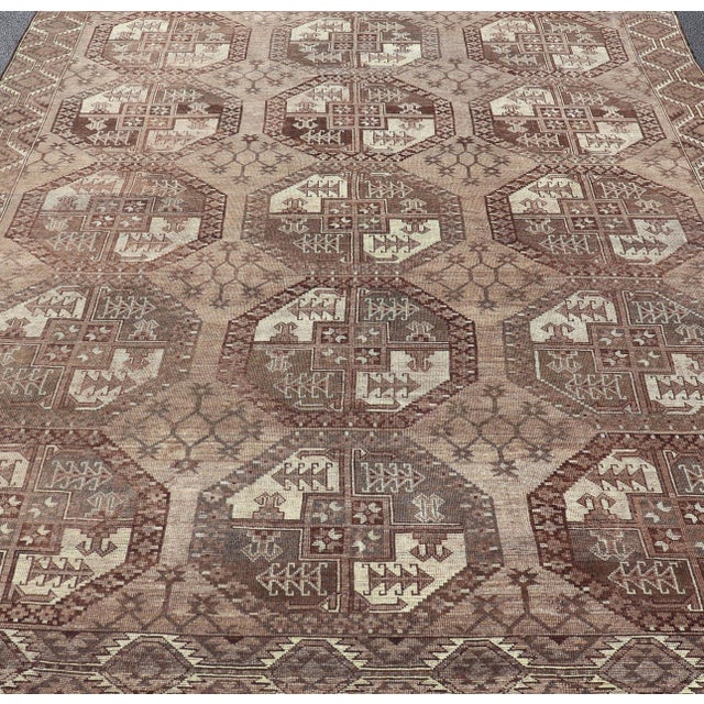 Tribal Antique Ersari Tribal Rug With Rich Earthy Tones 8'4" X11'9" For Sale - Image 3 of 10