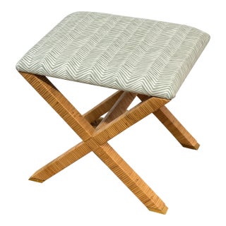 Serena & Lily Balboa Rattan X-Base Stool For Sale