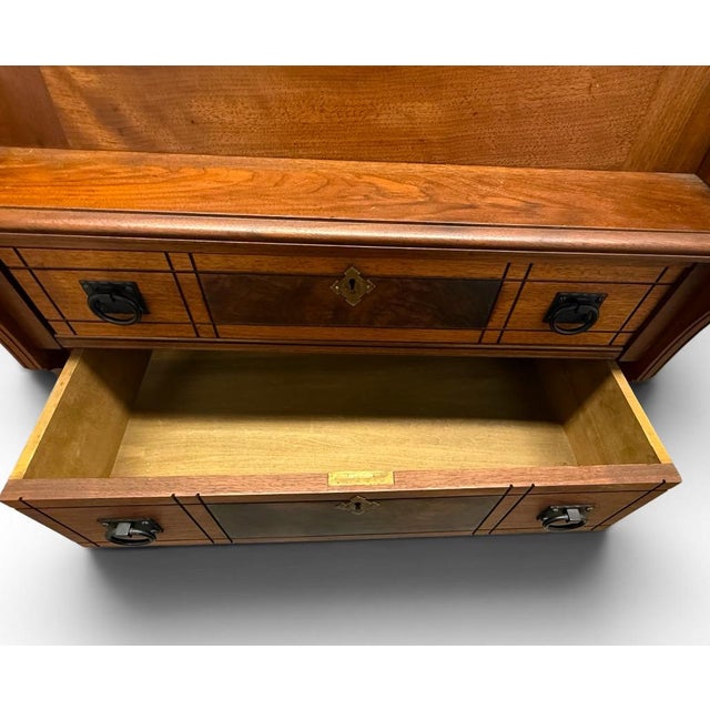 Antique Victorian Drop Front Secretary Desk Bureau Eastlake Attributed With Key For Sale - Image 11 of 18
