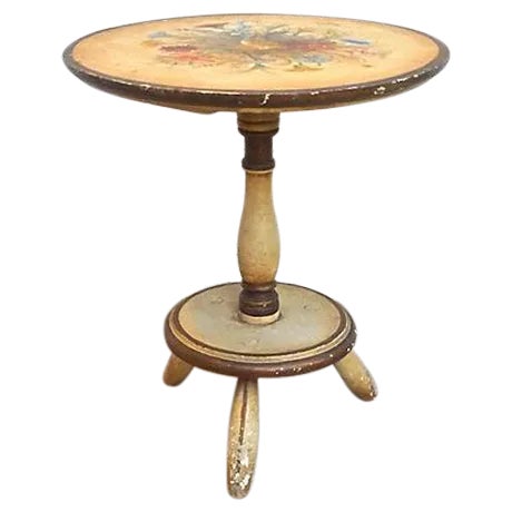 Vintage Italian Hand-Painted Floral Footstool For Sale