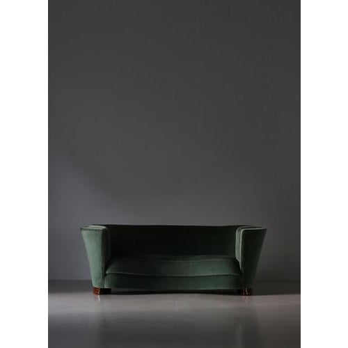 Large Danish Sofa in Green Velvet, 1940s For Sale - Image 14 of 15