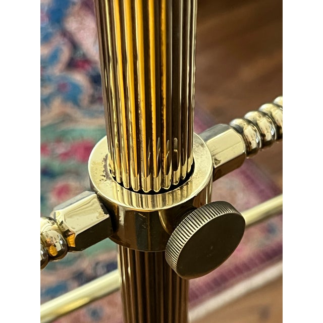 Brass Vintage Asjustable Solid Brass Valet / Butler Stands With Classical Scrollwork a Pair For Sale - Image 8 of 12