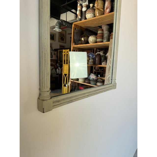 Beige Vintage French Neoclassical - Style Painted Wood Wall Mirror For Sale - Image 8 of 10