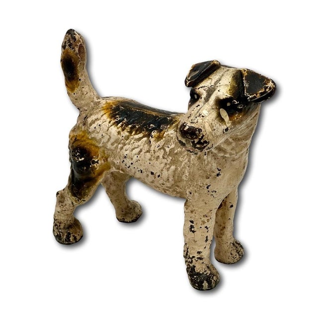 Vintage 1930s American Hubley Manufacturing Company Cast Iron Fox Terrier Dog Doorstop For Sale In Boston - Image 6 of 18