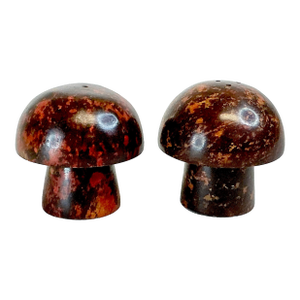 1970s Vintage Minimalism Italian Marble Mushroom Salt & Pepper Shakers - A Pair