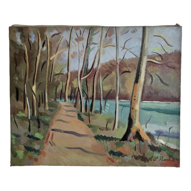 Alexis Louis Roche, Au bord du Rhône, près de Genève, Oil on Canvas For Sale