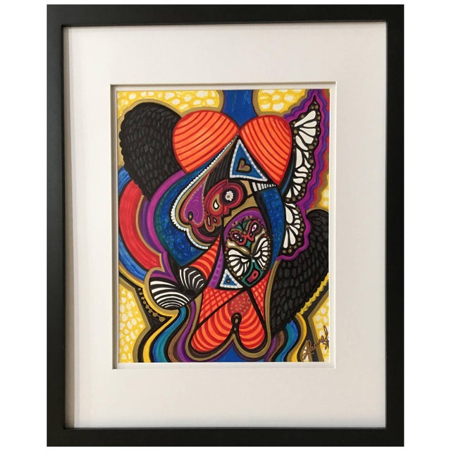 Framed Abstract "Addie's Song" Mixed-Media on Paper by Laurel Rosenberg For Sale In Los Angeles - Image 6 of 6