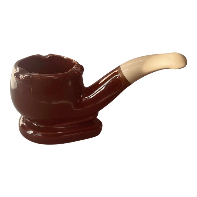 Vintage Mid-Century Modern Swank Oversize Ceramic Pipe Ashtray For Sale