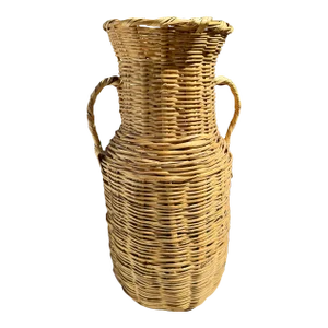 Vintage Split Bamboo/Rattan Floor Vase
