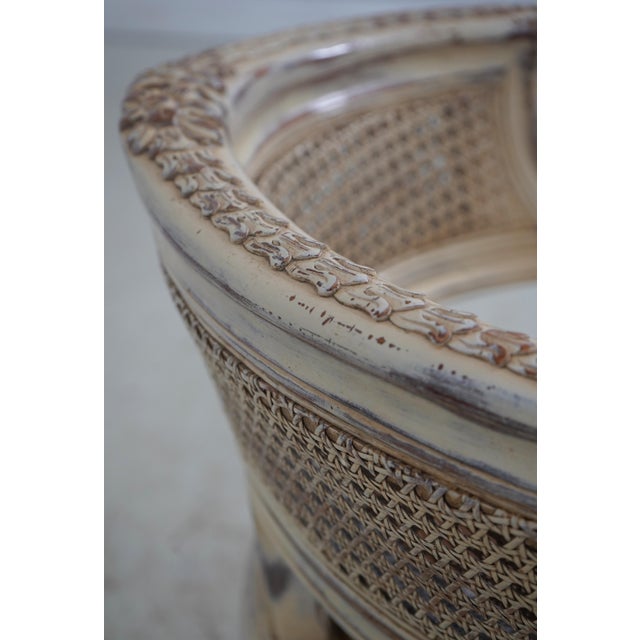 Brown French Louis XV Cane Back Painted Vanity Stool For Sale - Image 8 of 18
