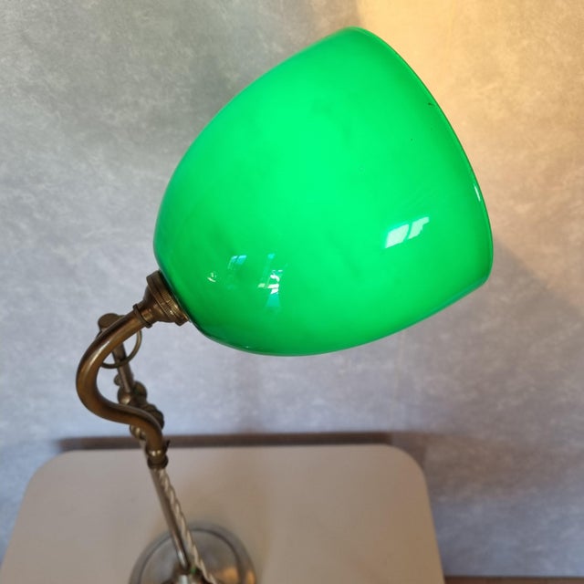Art Deco Green Opaline Notary Desk Lamp For Sale - Image 3 of 10