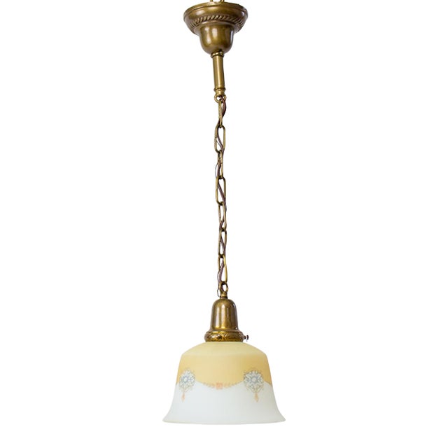 Early 20th Century Yellow Glass Pendant Light Chairish