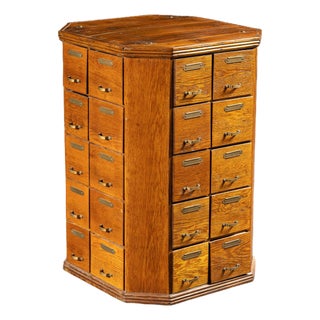 Early 20th Century Oak 40-Drawer Revolving Parts Cabinet For Sale