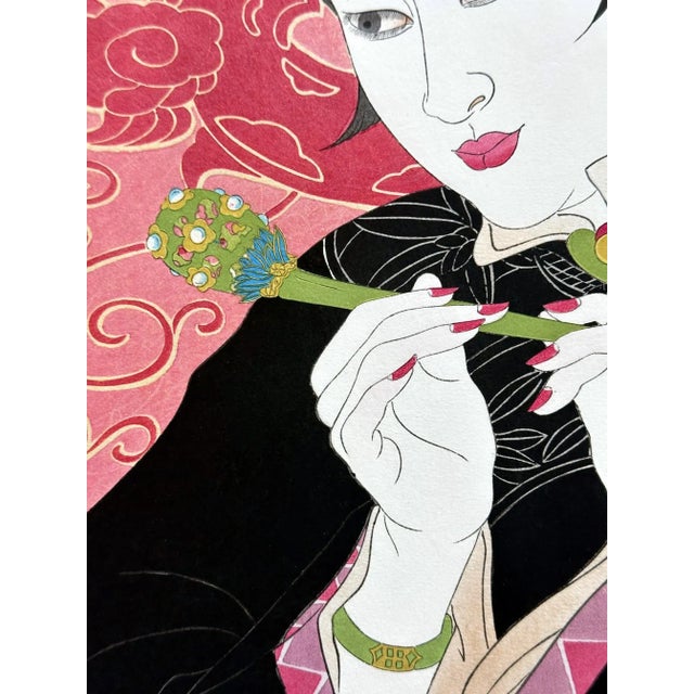 Mid 20th Century Japanese Woodblock Print Les Jades Chinoise by Paul Jacoulet For Sale - Image 10 of 12