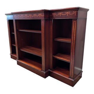 Open Breakfront/Bookcase With Inlay For Sale