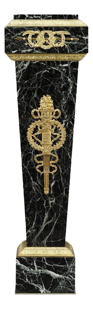 Empire Column in Green Marble Veneer & Gilt Bronze Decoration, 1880s