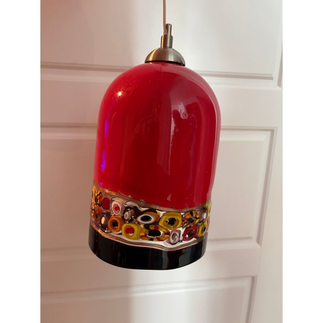 Unusual Pottery and Glass Hanging Pendant Lamp For Sale - Image 4 of 10