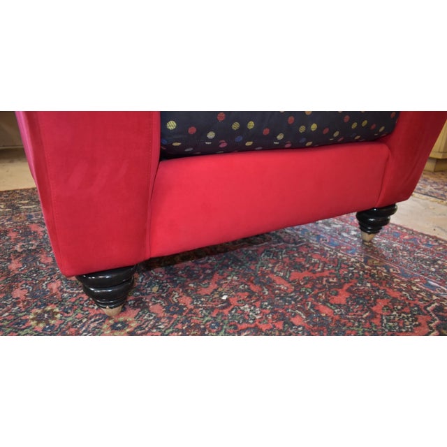 1990s 1990s Mid Century Modern Style Thayer Coggin Red Microfiber Polka Dot Lounge Chair For Sale - Image 5 of 7