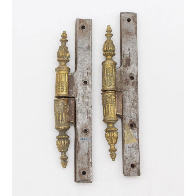 Mid 20th Century Pair of Mid 20th Century Ornate Brass Paumelle Door Hinges For Sale - Image 5 of 5