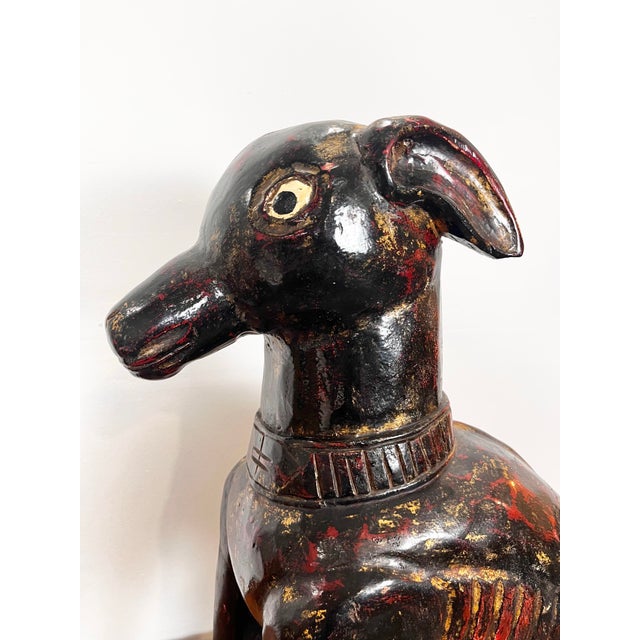 Vintage Carved Wooden Dog Statue For Sale - Image 4 of 12