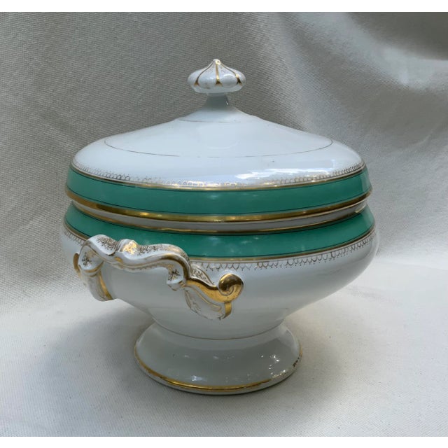 19th Century French Porcelain Large Tureen W/Turquoise & Gilt Detail For Sale - Image 13 of 18