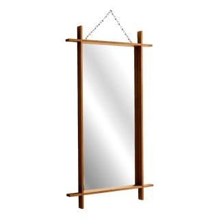 Vintage Oak Framed Mirror, 1960s For Sale