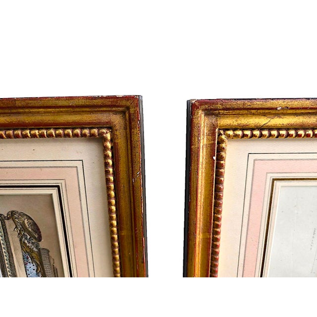 Sky Blue 19th Century French Architectural Engravings Framed, Set of 2 For Sale - Image 8 of 12