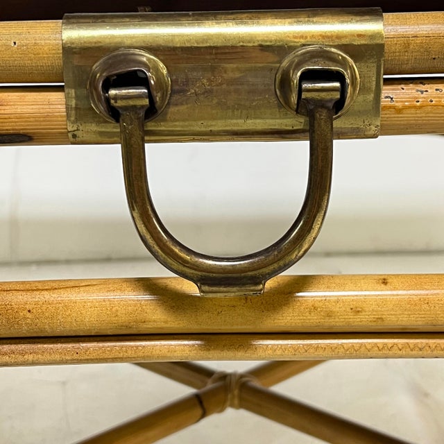 C. 1970s Italian Oyster Burl and Wrapped Bamboo Coffee Table For Sale In Boston - Image 6 of 9