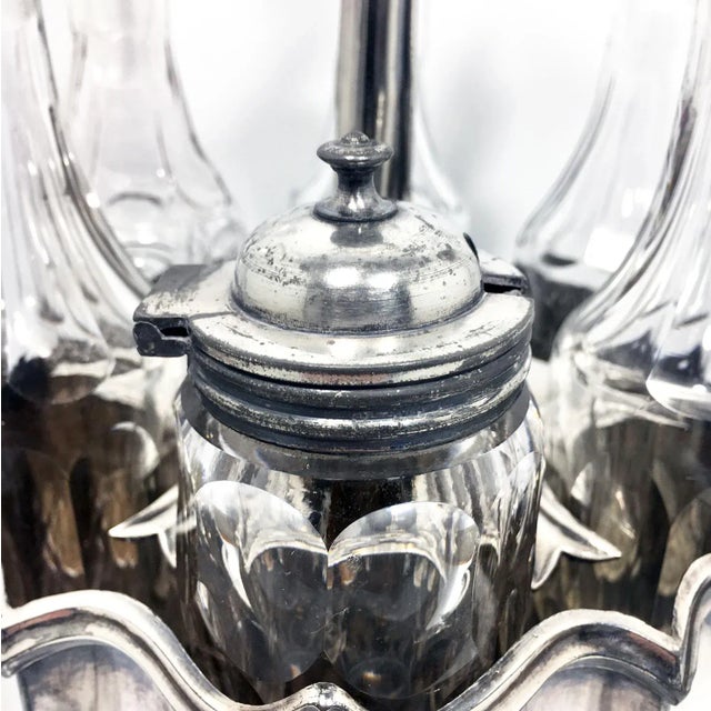 Metal 19th Century Cut Crystal & Silver Victorian Cruet Set- 6 Pieces For Sale - Image 7 of 10