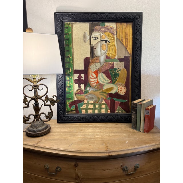 vintage “modernist“ Italian wall plaque. The whole thing was cast as one- picture and frame together - the image is...