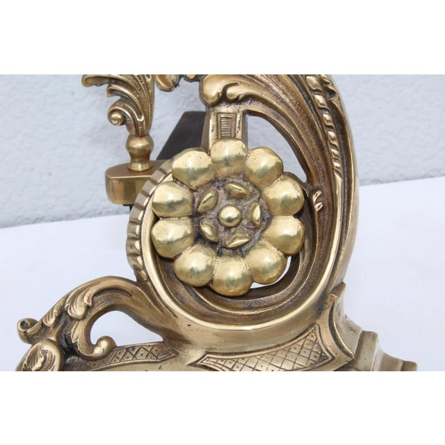 Mid-Century Modern 1950s French Brass Andirons - A Pair For Sale - Image 3 of 13