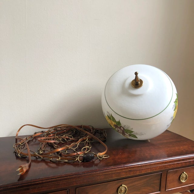 Mid-20th Century Milk Glass Floral Pendant Light For Sale - Image 11 of 12