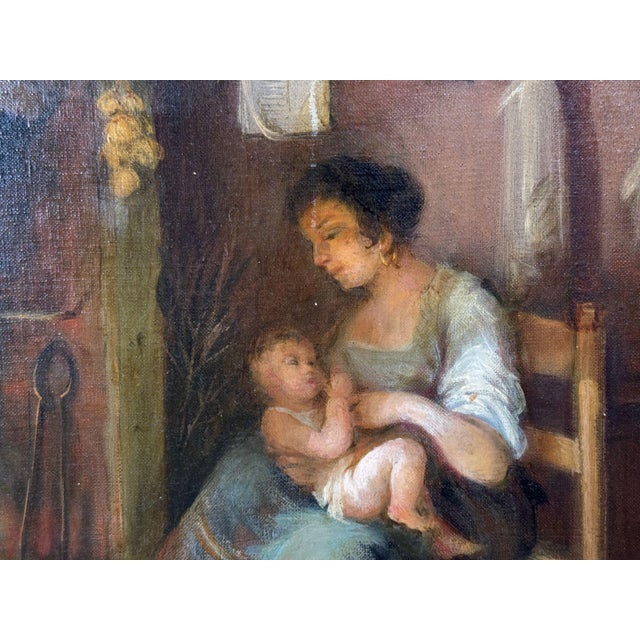 1920s Oil on Canvas, Mother and Child, Signed A. Ripa, Italy, 19th/20th C. For Sale - Image 5 of 10