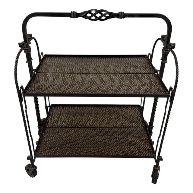 Brutalist Wrought Iron Folding Serving Trolley, 1960s For Sale