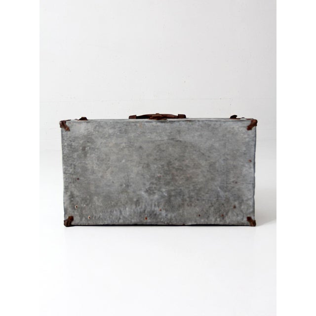 Silver Antique Galvanized Metal Travel Case For Sale - Image 8 of 18