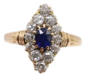 Late 19th Century Victorian Sapphire and Diamond Ring, Size 6