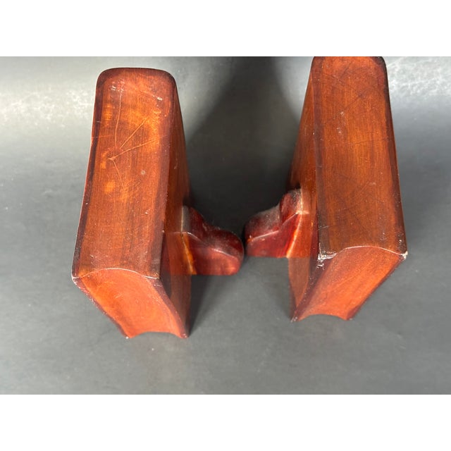 Brown Vintage Handcrafted Wooden Faux Book Bookends, a Pair For Sale - Image 8 of 10