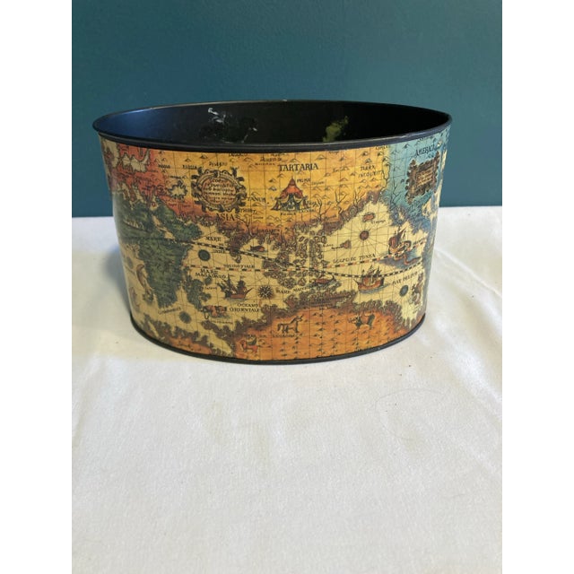 Vintage Toleware Small Oval Map Cachepot For Sale - Image 4 of 9