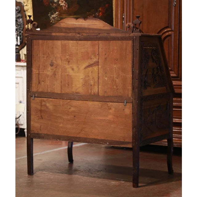 19th Century French Louis XV Carved Oak Secrétaire With Figural Scenes For Sale - Image 12 of 13