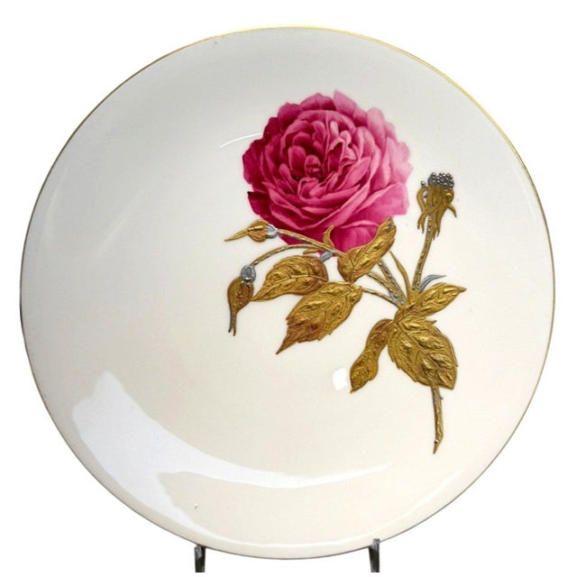 Exceptional matched set of six antique Minton Aesthetic Movement porcelain cabinet/dessert plates, dated 1880 and...