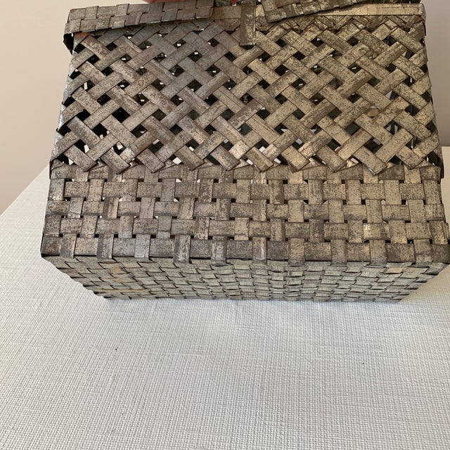 Antique Woven Metal Square Basket Chairish