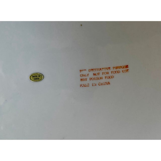 Vintage Chinese Imari Charger Plate – Large 16" - Hand-Painted Porcelain With Peony & Floral Motif – Blue Gold For Sale - Image 9 of 9