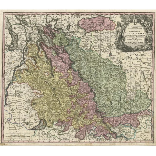 Antique Map of Both Sides of the Central Rhine River, Germany For Sale - Image 3 of 6