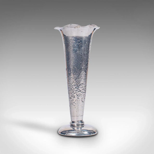 1960s Small Vintage Chinese Sterling Silver Single Stem Vase For Sale - Image 9 of 9