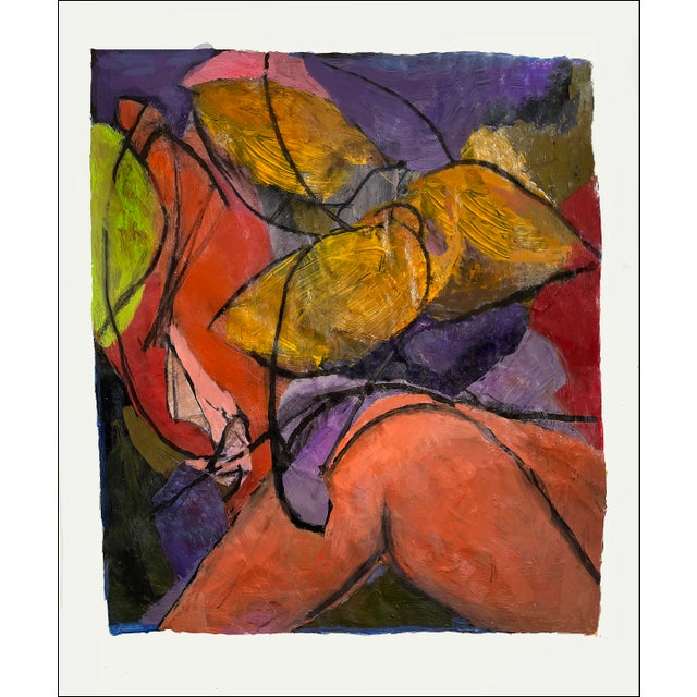 Contemporary Beautiful Abstract Painting + Charcoal on Paper - Unusual Color - Legs + Lyrical Shapes For Sale - Image 3 of 4