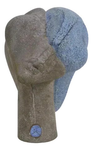 Cabinet of Curiosities Polychrome Terracotta Face Sculpture, 1980s