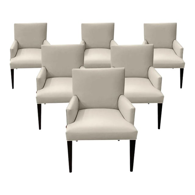 Mid Century Upholstered Leather Dining Chairs Set of 6 Chairish