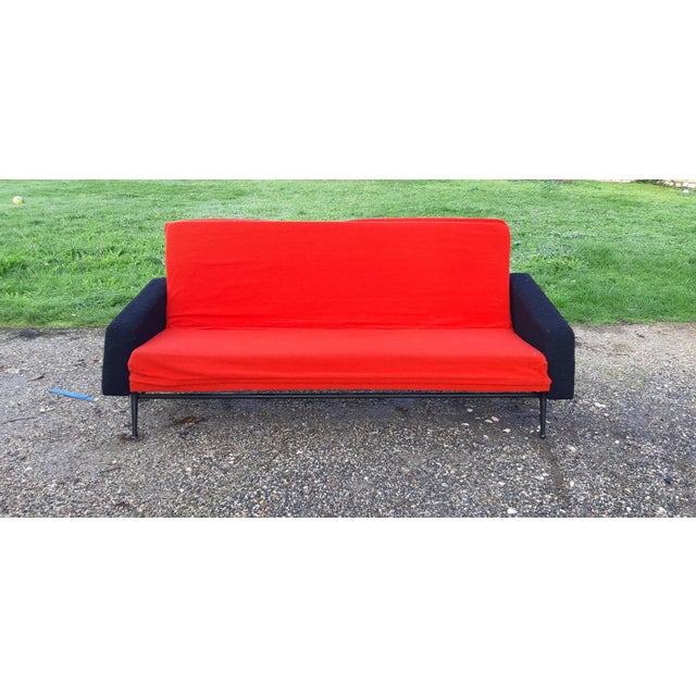 Vintage Sofa in Red and Black Fabric, 1970 For Sale - Image 6 of 6