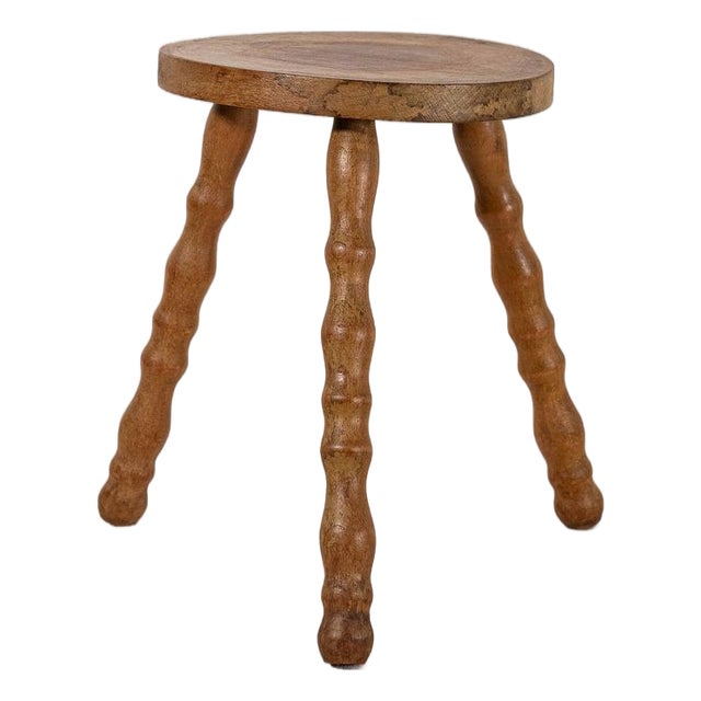Antique Bobbin Leg Milk Stool For Sale