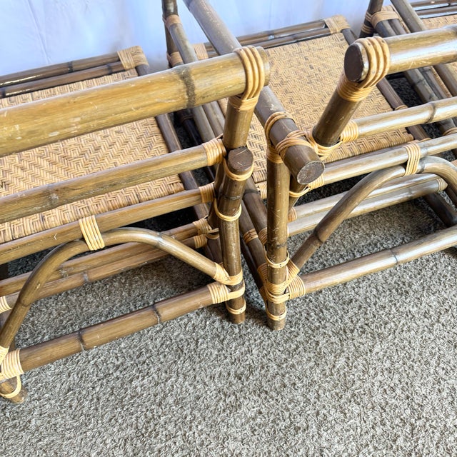 Brown Boho Chic Bamboo Wicker Modular Sofa, Lounge Chair and Side Table Set by Calif-Asia - 5 Pieces For Sale - Image 8 of 12